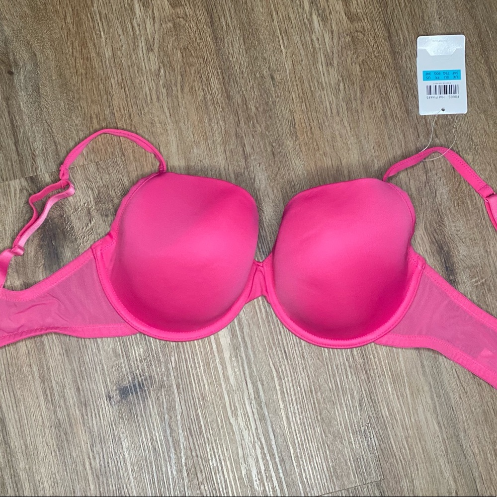NEW WITH TAGS DELMIRA 34F HOT PINK PADDED T-SHIRT BRA WITH UNDERWIRE